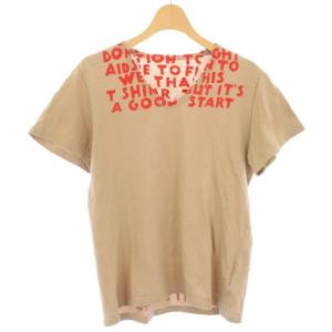 08AW ここのえ期 エイズT Tシャツ カットソー 半袖 Vネック ロゴ S ベージュ 32 GC099
