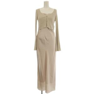 23AW リブニット キャミワンピセット ワンピース ロング 長袖 1 ベージュ ピンク SWNO234127