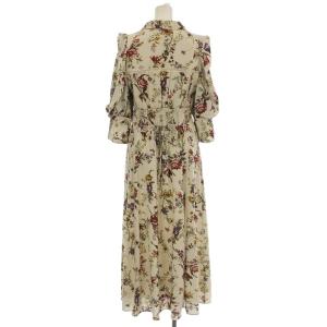 SNIDEL 23SS ビスチェライクプリントワンピース 花柄 ワンピース ロング パフスリーブ 半袖 1 ベージュ
