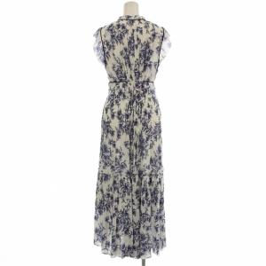 SNIDEL 22SS プリントプリーツワンピ 花柄 ノースリーブ ワンピース ロング 1 白 青 ブルー SWFO222037
