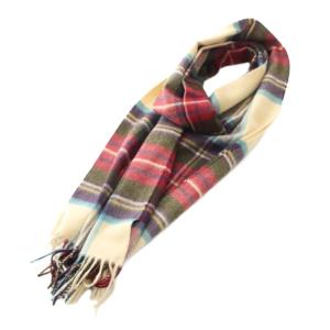 マフラー ストール フリンジ チェック柄 カシミヤ 190×35cm 赤 レッド ベージュ IV30 4AF