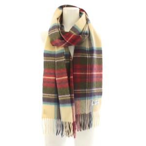 Johnstons マフラー ストール フリンジ チェック柄 カシミヤ 190×35cm 赤 レッド ベージュ IV30 4AF