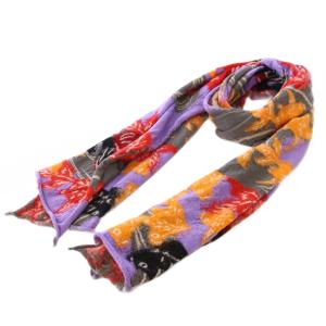 ストール ストレッチ 金魚 総柄 紫 パープル マルチカラー /BB