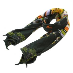 ストール ストレッチ 総柄 緑 グリーン /BB