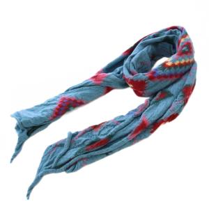 ストール ストレッチ 総柄 青 ブルー /BB