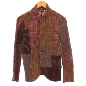 カーディガン 長袖 ストレッチ チェック柄 ウール混 麻 リネン混 0 マルチカラー /BB