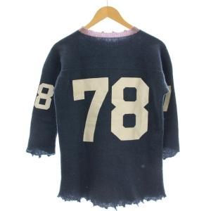 KAPITAL ダメージ加工 ニット ウール セーター 七分袖 M 青 ブルー /G