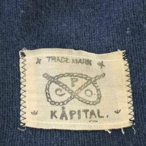 KAPITAL ダメージ加工 ニット ウール セーター 七分袖 M 青 ブルー /G