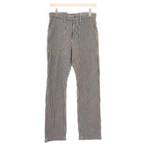 スラックスパンツ ストレート ジップフライ ストレッチ ストライプ柄 0 紺 ネイビー ベージュ /BB