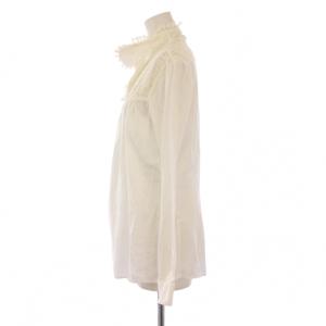 KAPITAL シャツ ブラウス 長袖 スタンドカラー レース 刺繍 切替 編み込み XS 白 ホワイト /BB