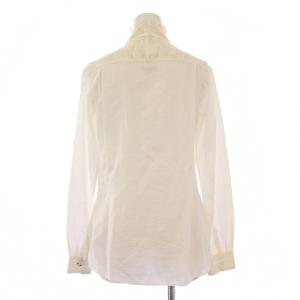 KAPITAL シャツ ブラウス 長袖 スタンドカラー レース 刺繍 切替 編み込み XS 白 ホワイト /BB