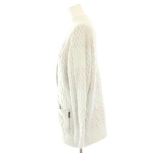 gelato pique ルームウェア 部屋着 ナイトウェア ボーダーアランカーディガン ニット 長袖 ロゴ F ライトグレー ピンク