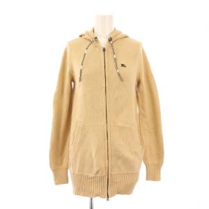 ニットジャケット アウター ジップアップ ストレッチ フード ロゴ 刺繍 ワンポイント 38 ベージュ
