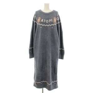 24AW HOLIDAY ノルディックワンピース ロング マキシ 長袖 クルーネック ルームウェア クマ柄