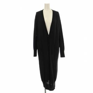 カシミヤ混 ウール ロング ニットカーディガン 長袖 F 黒 ブラック 168-8264030 /G