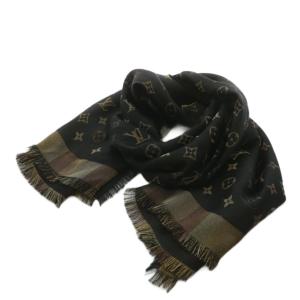 ソーシャイン モノグラム ストール フリンジ シルク ノワール M71548