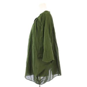 URBAN RESEARCH DOORS 25SS コットンボイルロールアップスリーブブラウス シャツ プルオーバー バンドカラー 七分袖 M 緑