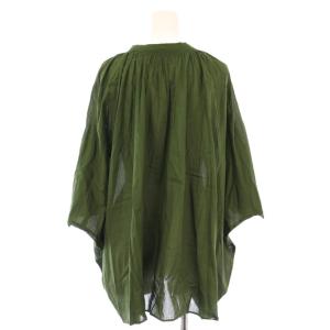 URBAN RESEARCH DOORS 25SS コットンボイルロールアップスリーブブラウス シャツ プルオーバー バンドカラー 七分袖 M 緑