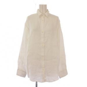 23SS OGLINEN オーガニックリネンシャツ ブラウス 長袖 レギュラーカラー 無地 F 白 ホワイト