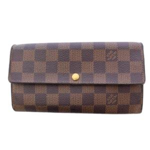 ダミエ エベヌ ポルトフォイユ サラ 長財布 ロングウォレット 二つ折り ロゴ 茶 ブラウン N61734