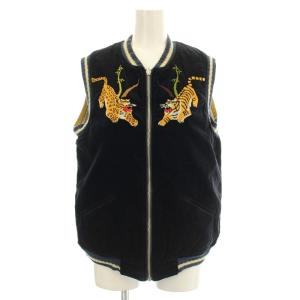 ベロア スカジャン ベスト S ブラック