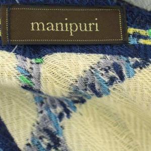 manipuri ストール タッセル ショール 水色 ネイビー /G