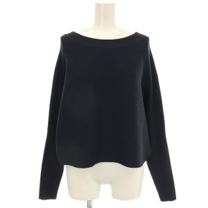 ドルマンスリーブ カットソー リブニット 長袖 ショート丈 40 ネイビー 紺 M5N01-102-28