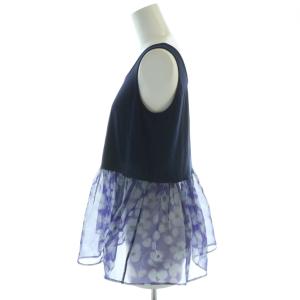 EPOCA カットソー チュニック ノースリーブ 切替 花柄 シアー 40 紺 ネイビー 紫 パープル M5N01-102-28