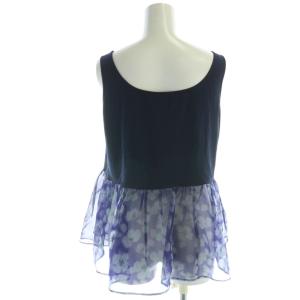 EPOCA カットソー チュニック ノースリーブ 切替 花柄 シアー 40 紺 ネイビー 紫 パープル M5N01-102-28