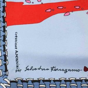 Salvatore Ferragamo スカーフ 大判 青 マルチカラー /G
