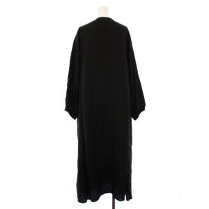 BEAUTY&YOUTH UNITED ARROWS Vネックツイルマキシワンピース フレア 長袖 無地 ワンカラー F 黒 ブラック 1626-199-4119