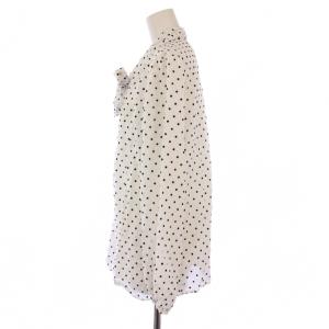 Totalite シアードットボウタイブラウス シャツ 長袖 シースルー リボン バイカラー F 白 ホワイト 黒 ブラック