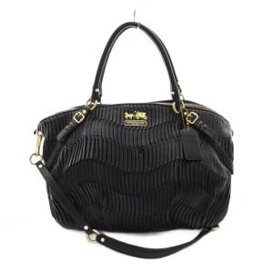 16264 マディソンギャザー 2WAY ハンドバッグ ショルダーバッグ レザー 黒 /YM