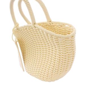 beautiful people かごバッグ カゴバッグ ハンドバッグ 編み込み ロゴチャーム ワンカラー 白 ホワイト /BB