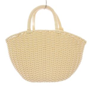 beautiful people かごバッグ カゴバッグ ハンドバッグ 編み込み ロゴチャーム ワンカラー 白 ホワイト /BB