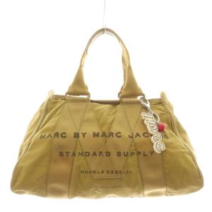 トートバッグ ハンドバッグ ロゴ チャーム付き ナイロン 黄 イエロー /AN43