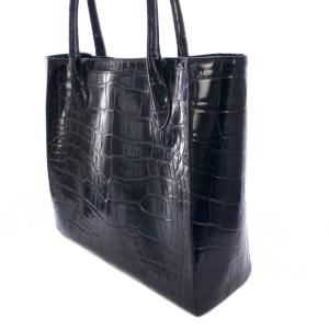 HAMANO トートバッグ クロコ型押し ネイビー