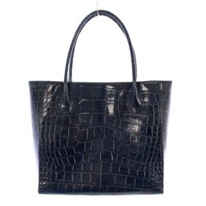 HAMANO トートバッグ クロコ型押し ネイビー