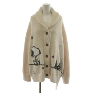 × スヌーピー PEANUTS 21AW パネルジャガードショールカーディガン ルームウェア 部屋着 F