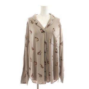 タグ付き CAT柄シャツ ブラウス 長袖 F ブラウン 茶 PWCT194321 /RR