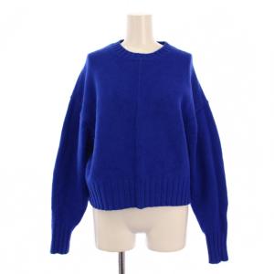 23AW ラムカシミヤ クルーネックプルオーバー ニット セーター 長袖 S 青 12023402402