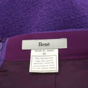 René TISSUE社生地 フレアスカート ミモレ ロング ウール 36 紫 パープル 6344020 /AN41