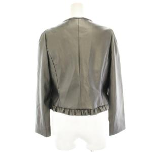 M'S GRACY フェイクレザージャケット ノーカラージャケット フリル ショート丈 36 シルバー色 TD-414513