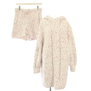 セットアップ ルームウェア プルオーバーパーカー 長袖 ショートパンツ イージー ストレッチ F ピンク