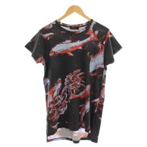 Tシャツ ヴィンテージ加工 半袖 鯉 XS グレー 赤 /G