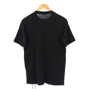 DIESEL Tシャツ 半袖 クルーネック 切替 ハトメデザイン XS 黒 ブラック /BB