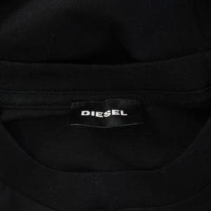DIESEL Tシャツ 半袖 クルーネック 切替 ハトメデザイン XS 黒 ブラック /BB