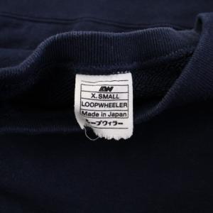 LOOPWHEELER スウェット トレーナー 長袖 クルーネック ストレッチ XS 紺 ネイビー /BB