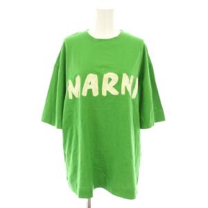 レタリングプリントミドルスリーブクルーネックオーバーサイズTシャツ カットソー 半袖 タグ付き 38 黄緑