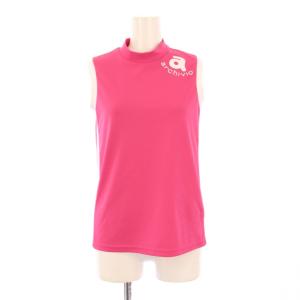 24SS ゴルフウェア ハイネックノースリーブプルオーバー カットソー ストレッチ ロゴ プリント バイカラー